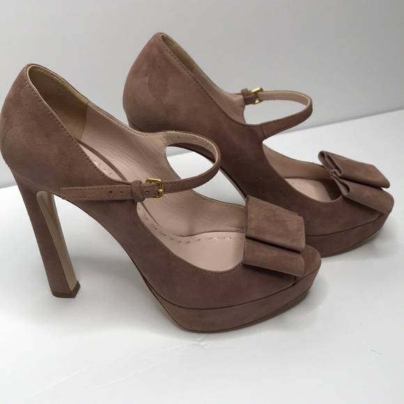 Miu Miu Suede Peep toe Mary Janes - Picture 2 of 9
